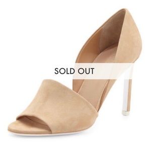 VINCE Saffron Suede Peep-Toe Pump Nude *NWOT*